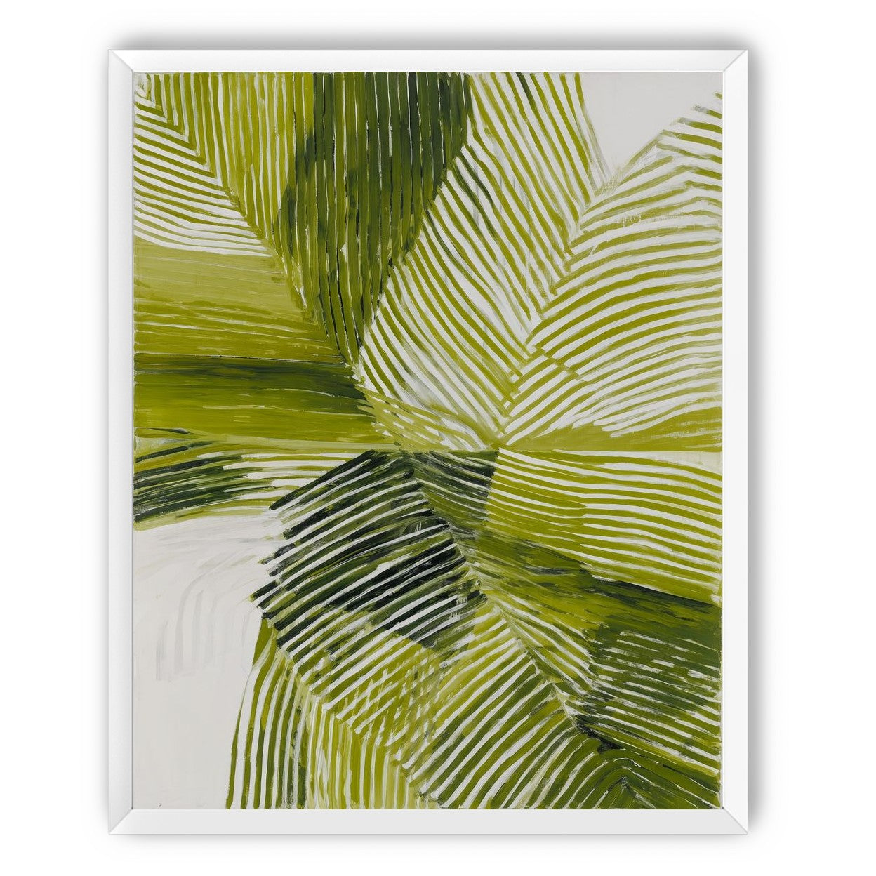 Green bands crossing white ground