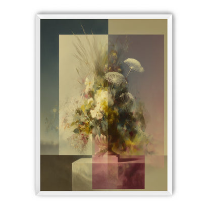 Vase of flowers within panes
