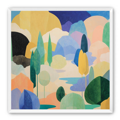 Ponds among pastel hills