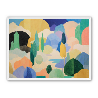Ponds among pastel hills
