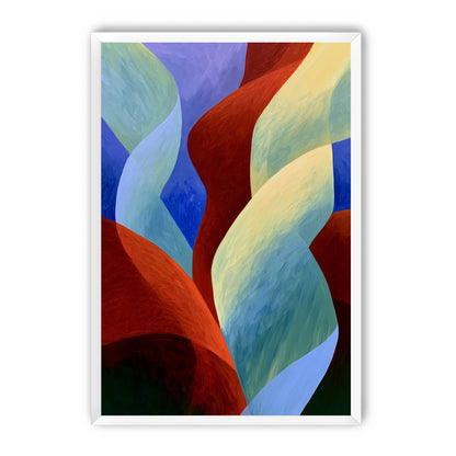Red slips through cool blues