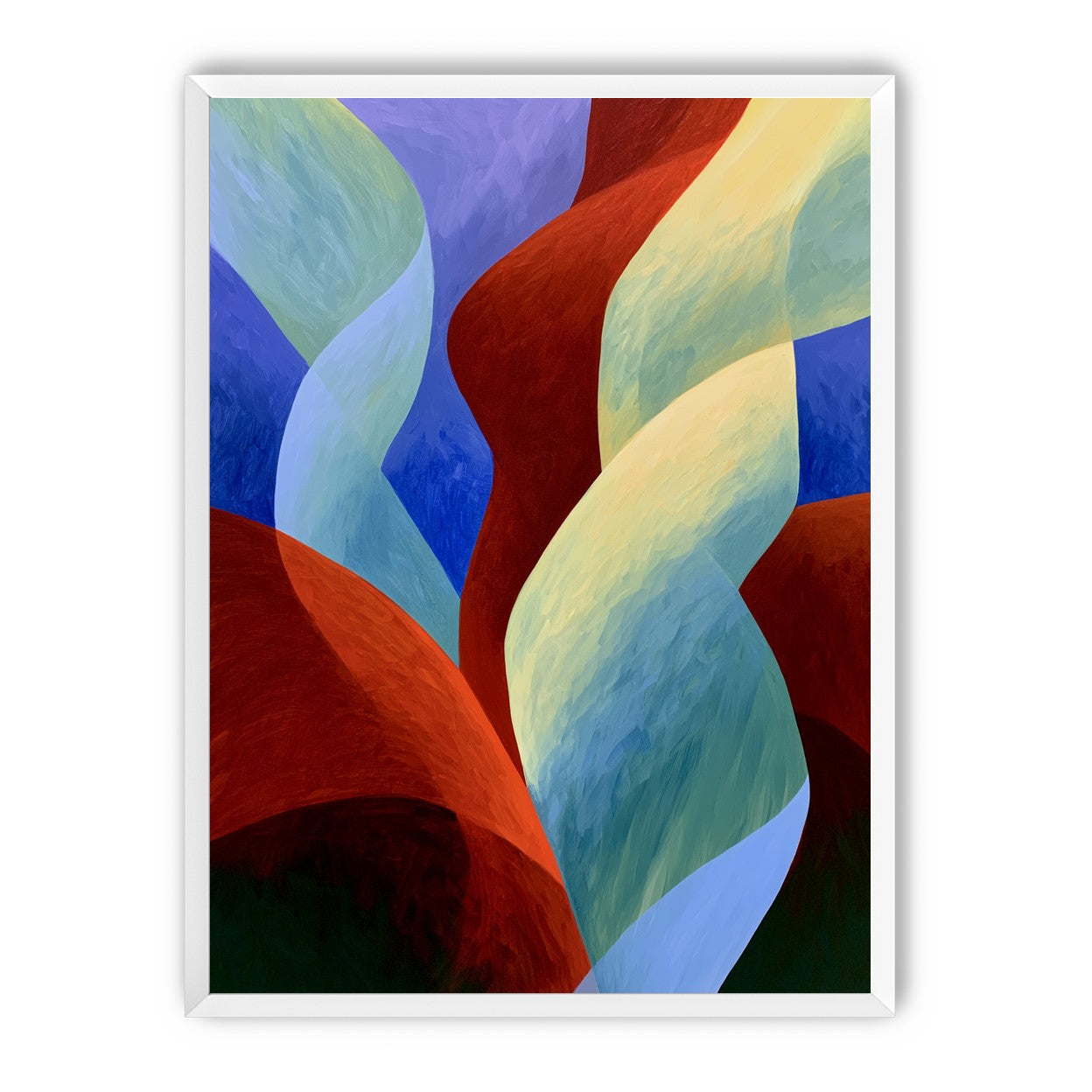 Red slips through cool blues