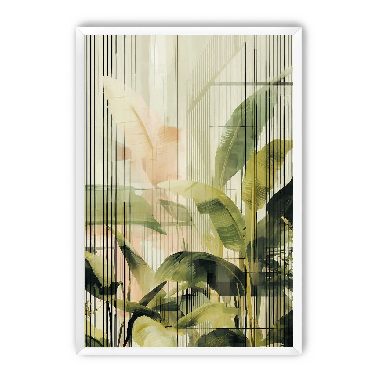 Green leaves in peach light