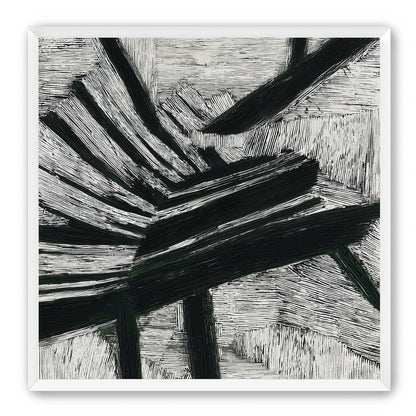Black cuts through white grain
