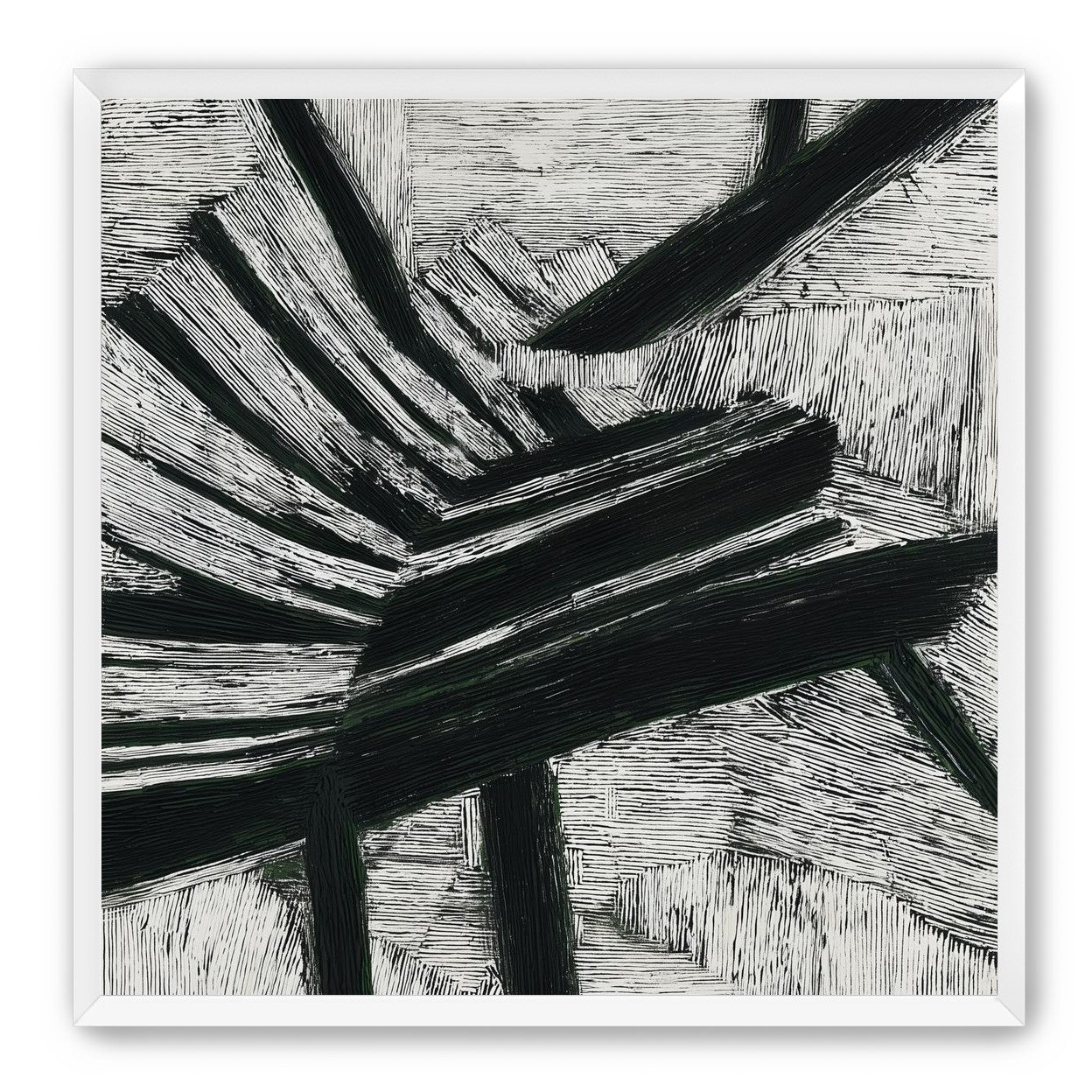 Black cuts through white grain