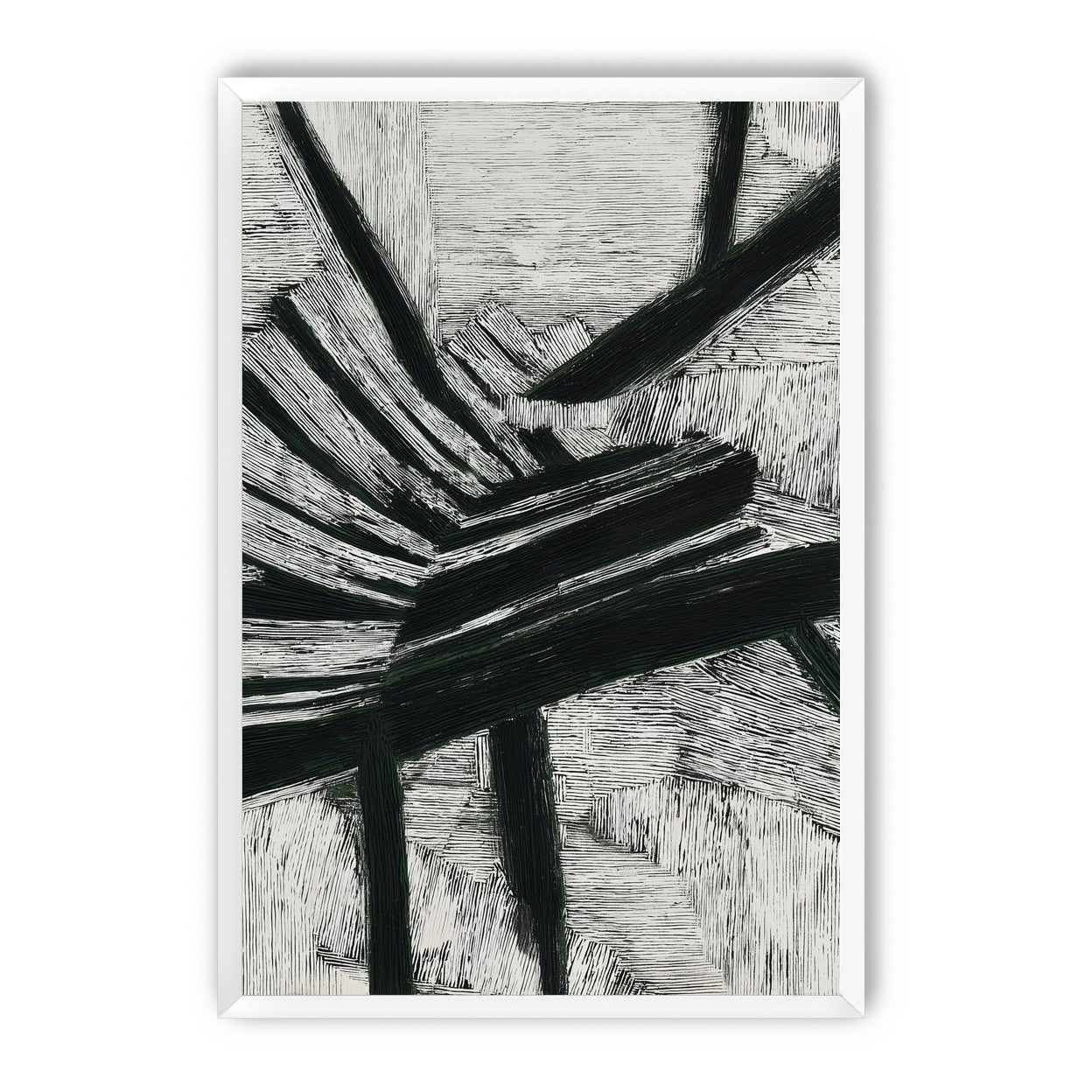 Black cuts through white grain