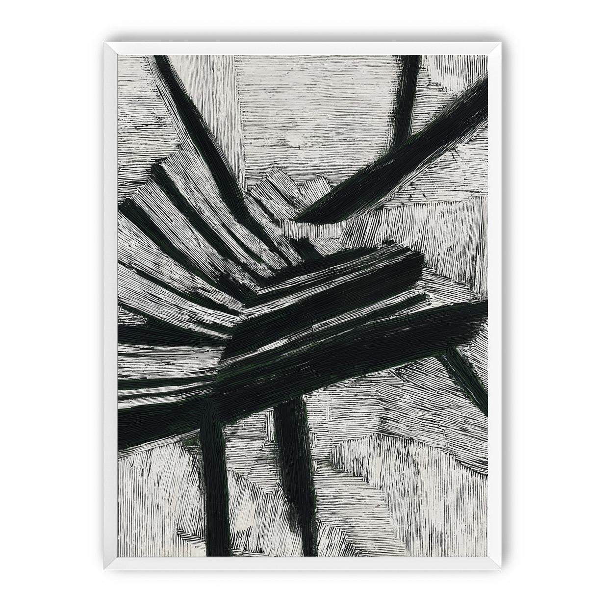 Black cuts through white grain