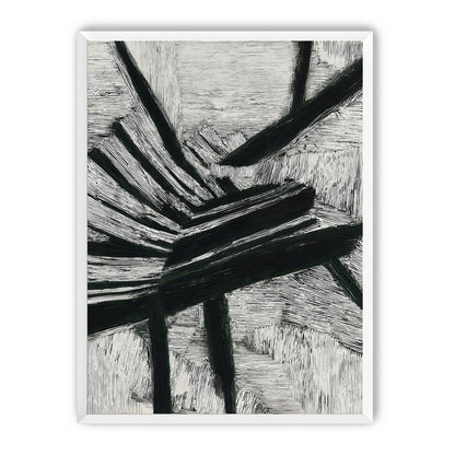 Black cuts through white grain
