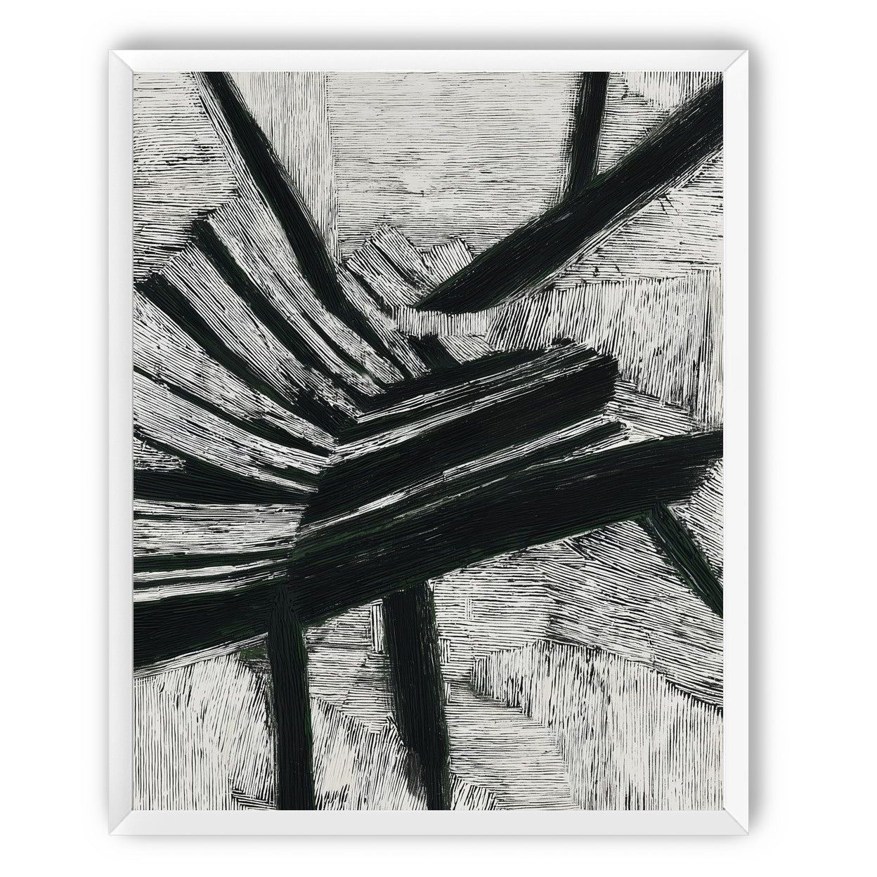 Black cuts through white grain