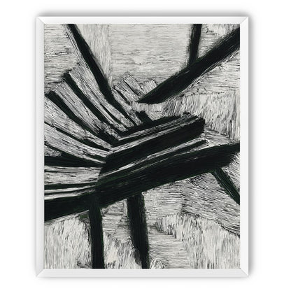 Black cuts through white grain