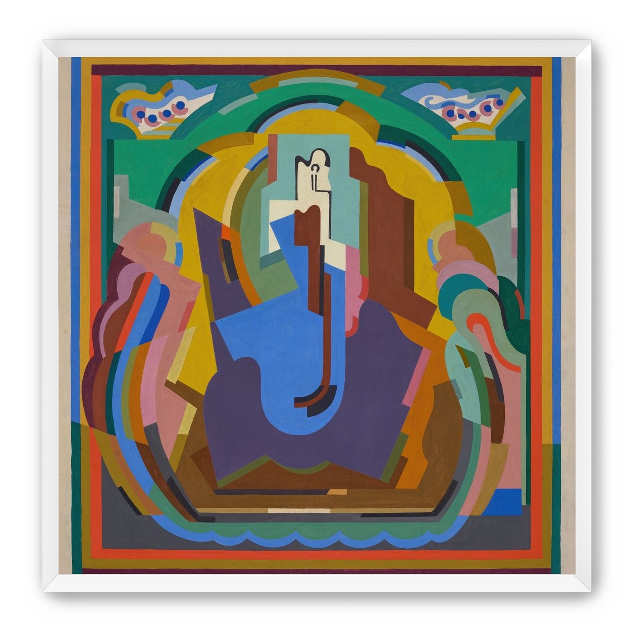 A figure under painted arches