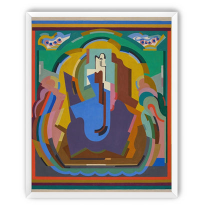 A figure under painted arches