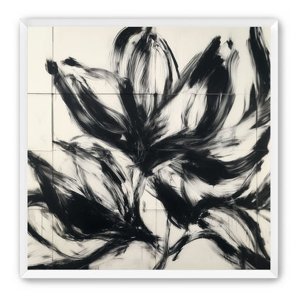 Black petals on pale grid