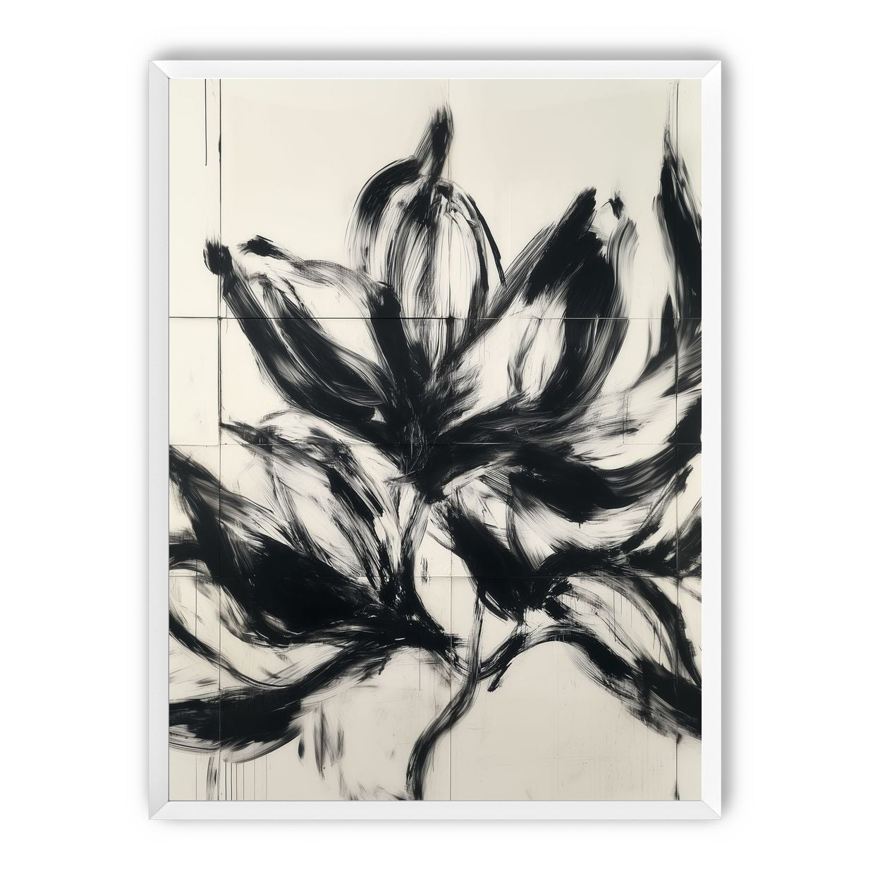 Black petals on pale grid