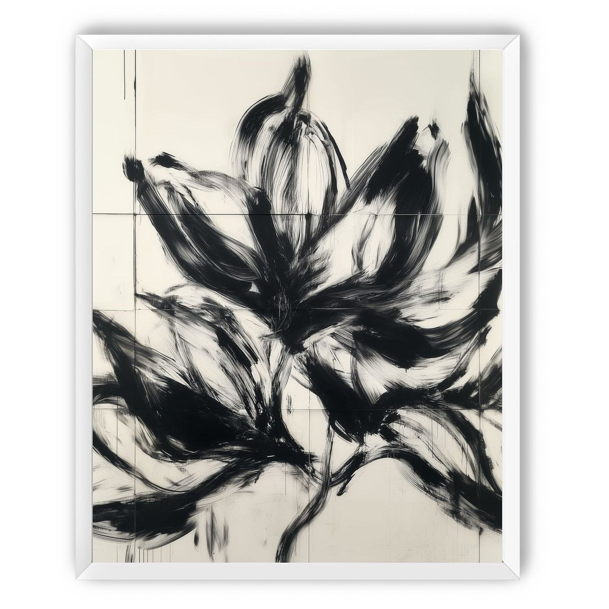 Black petals on pale grid
