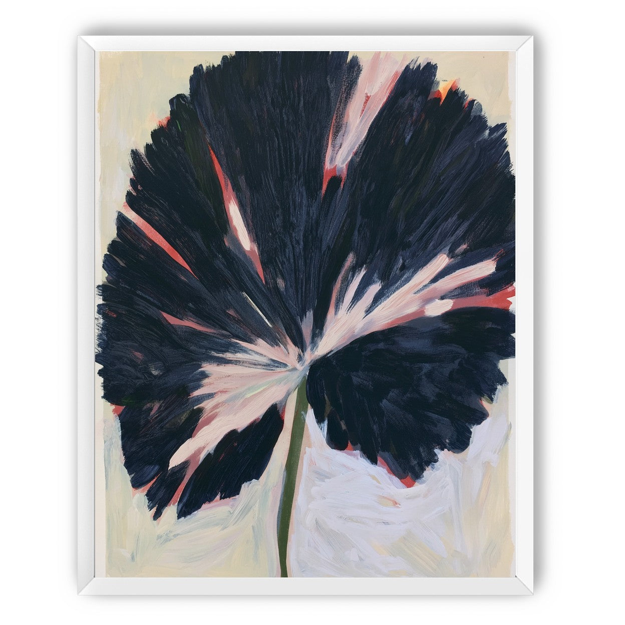 Dark petals across pale ground