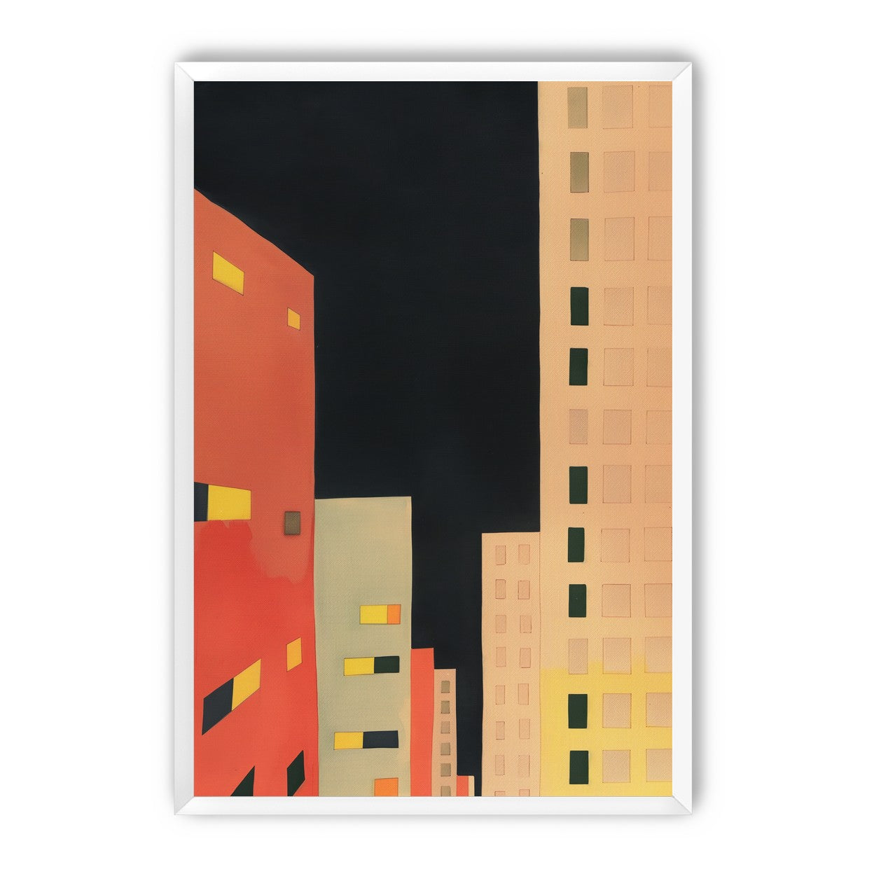 Lit windows in black sky