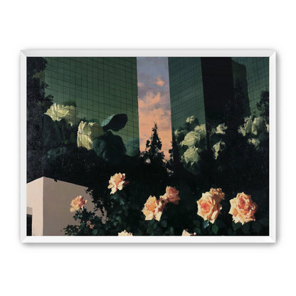 Roses under green towers