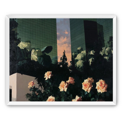 Roses under green towers