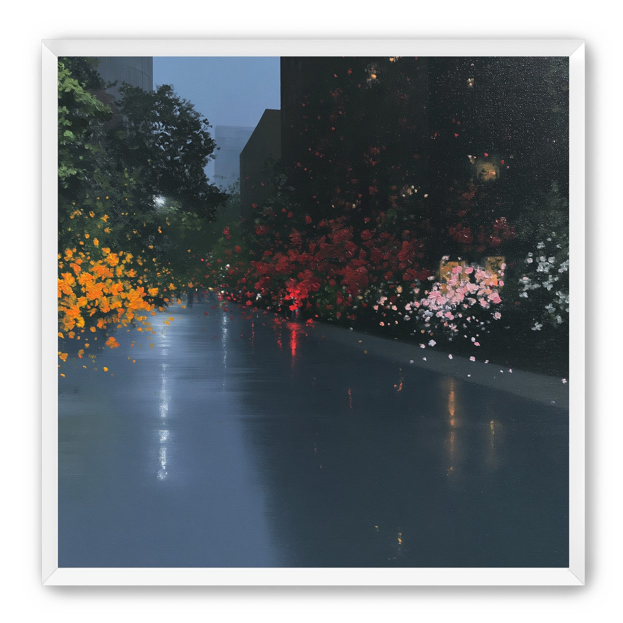 Rainlight on the flowered street