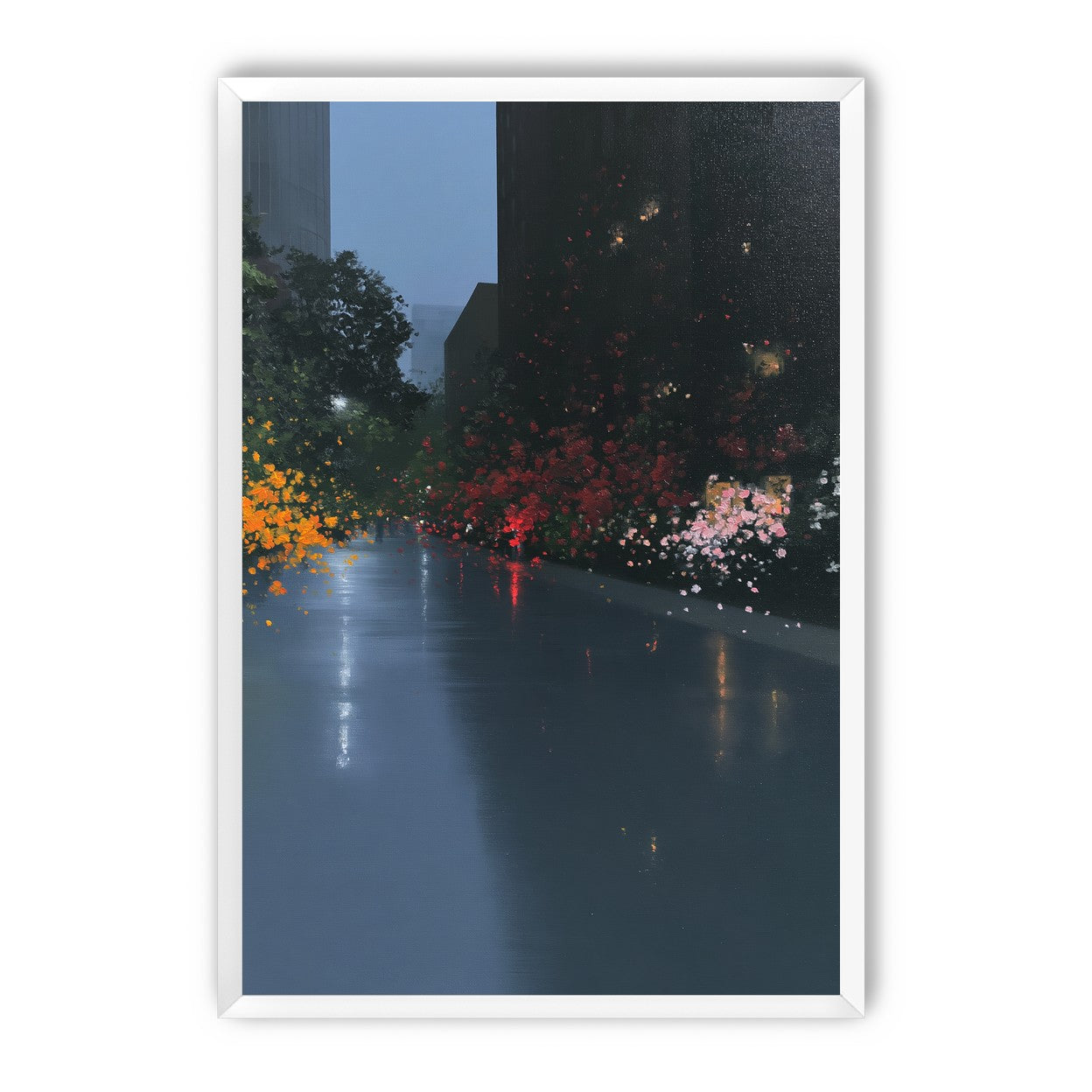 Rainlight on the flowered street