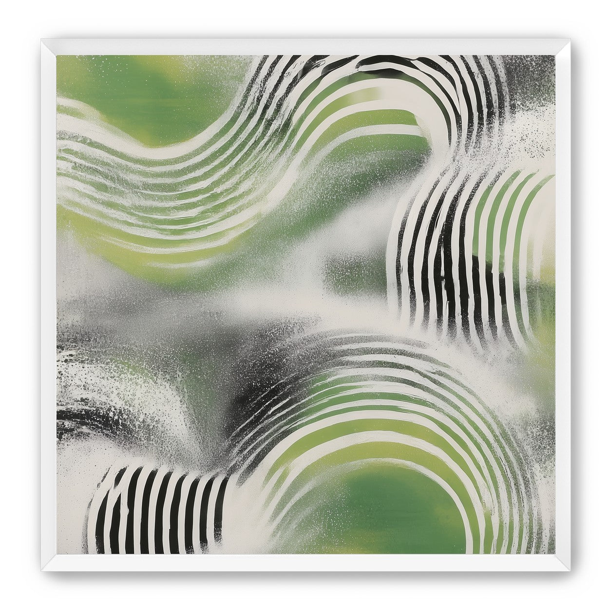 Sprayed green under stripes