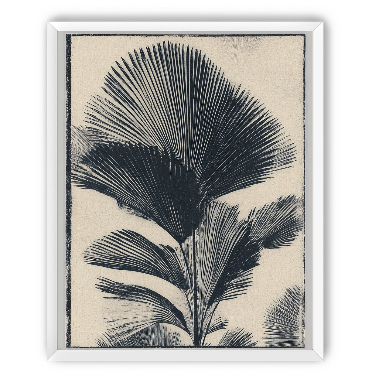 Palm fronds in black ink