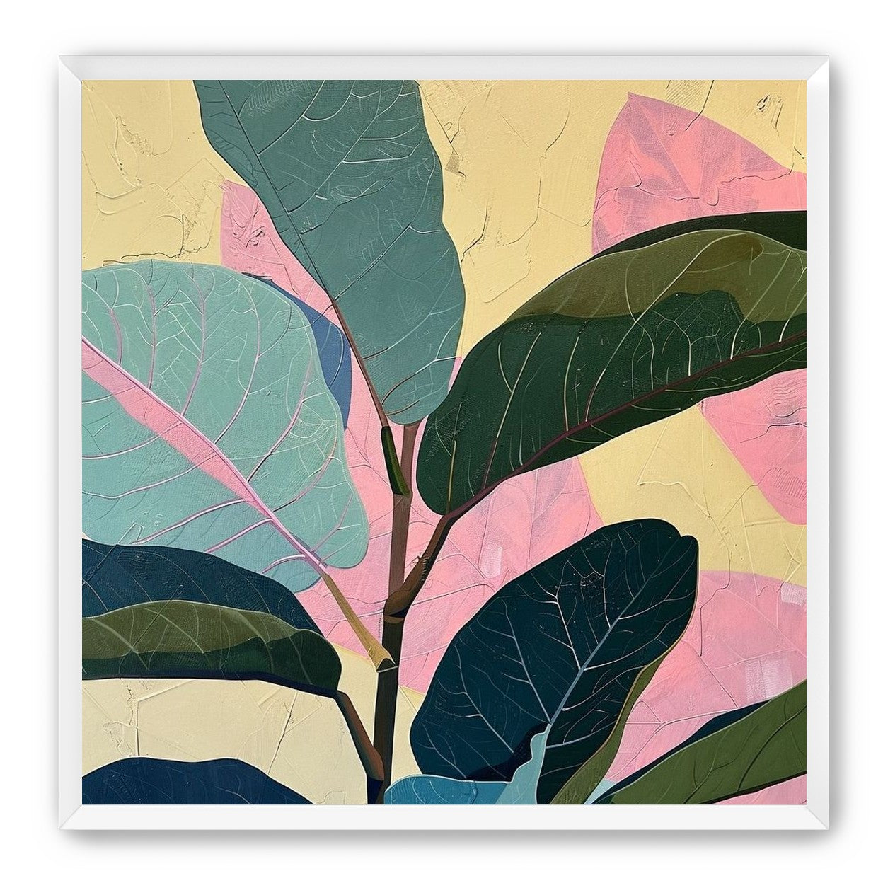 Leaves leaning into pink light