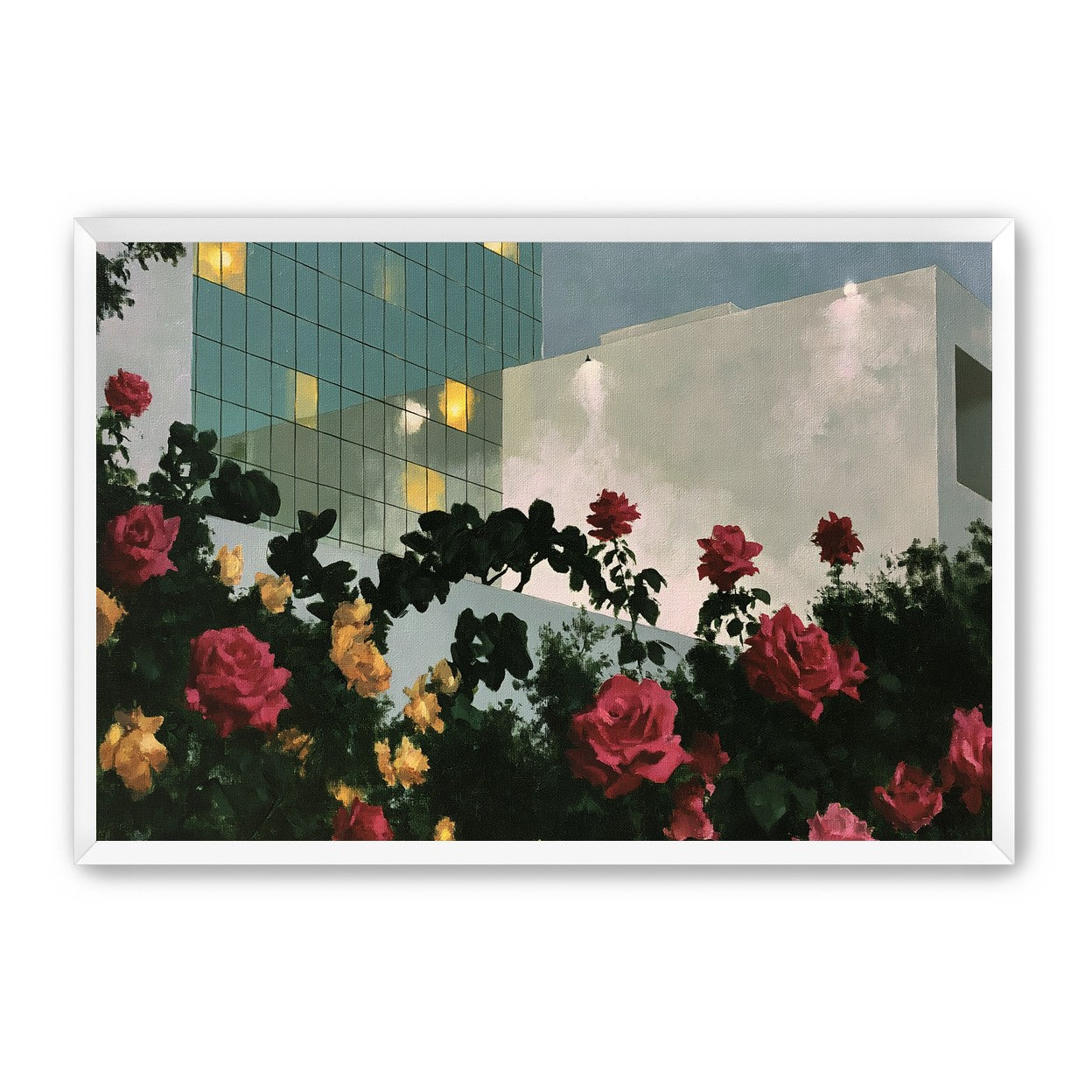 Roses under office lights