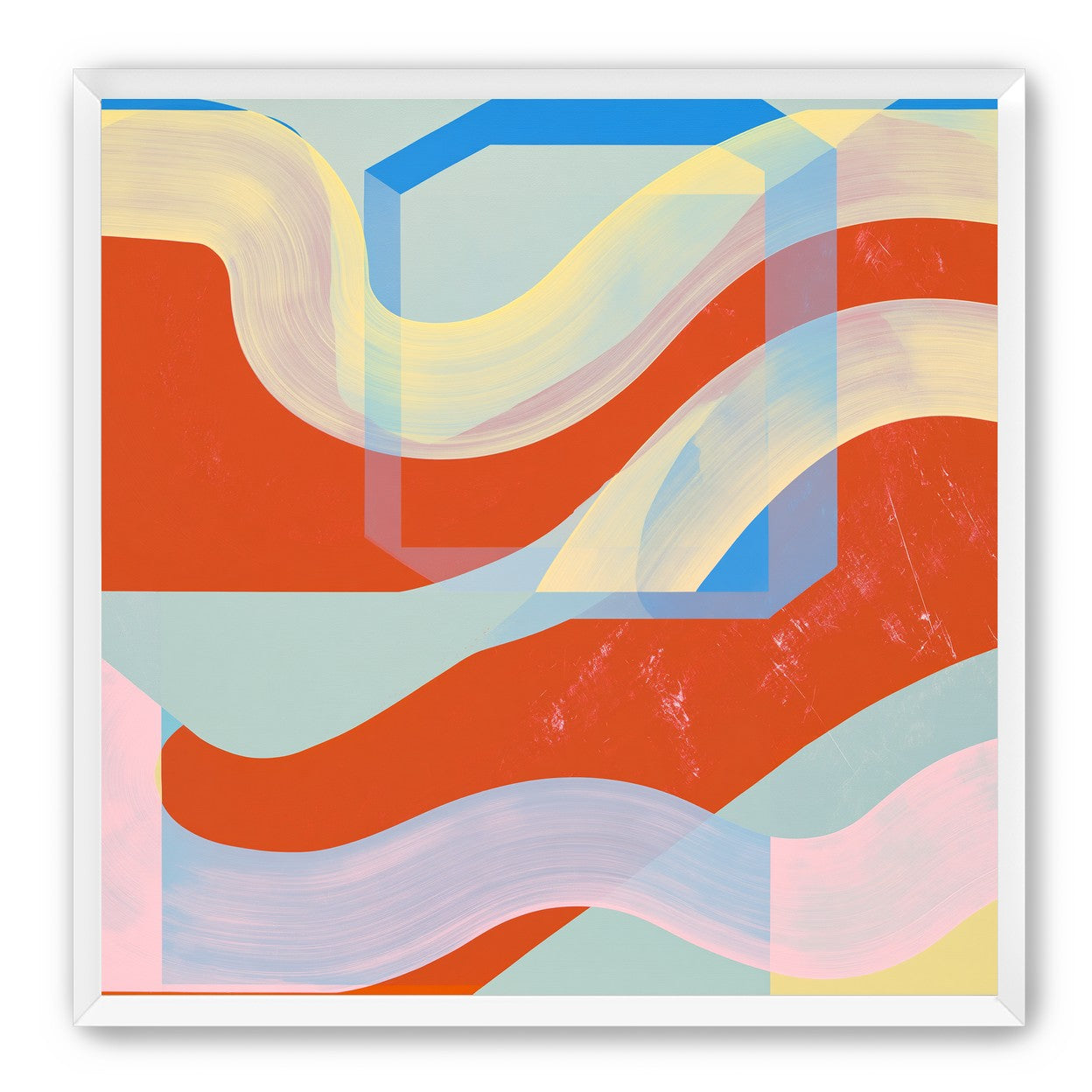 Translucent bands over red blocks
