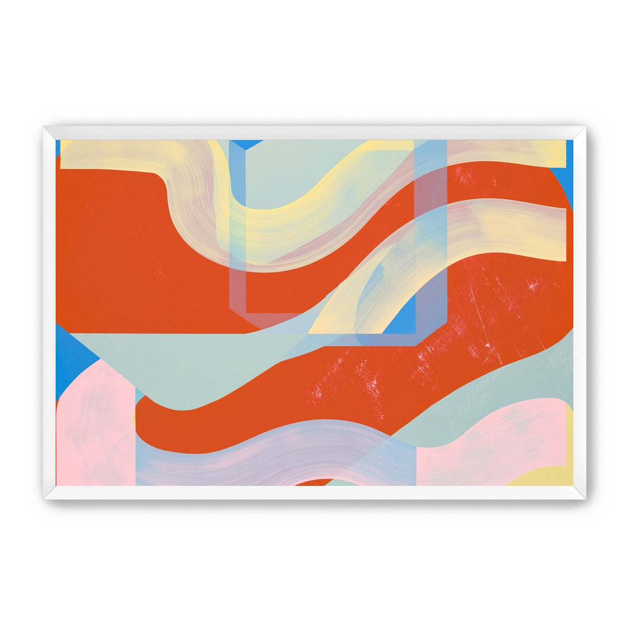 Translucent bands over red blocks