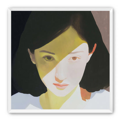 Yellow light across her face