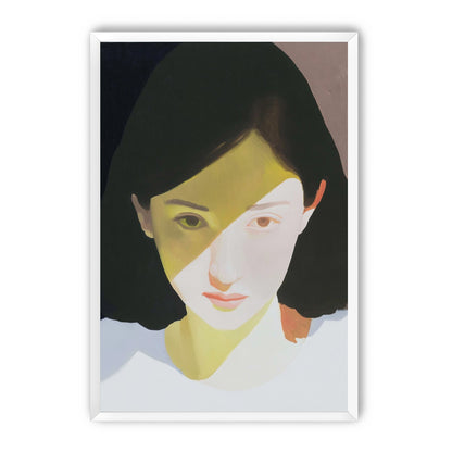 Yellow light across her face