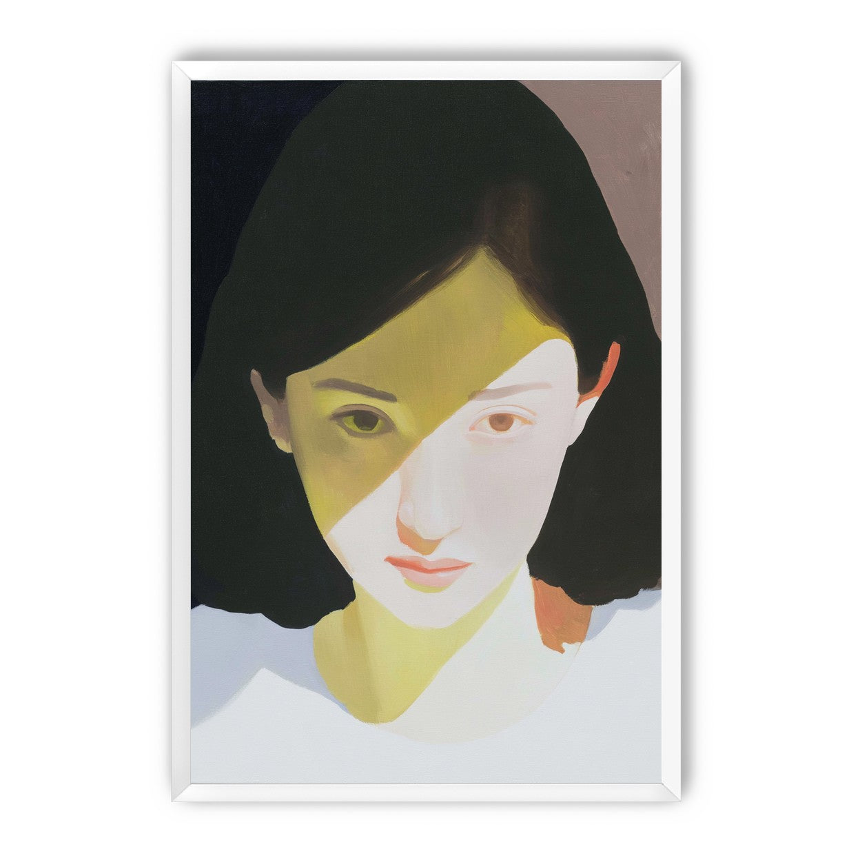 Yellow light across her face