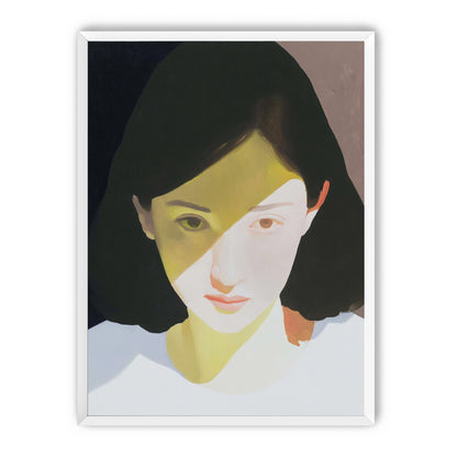 Yellow light across her face