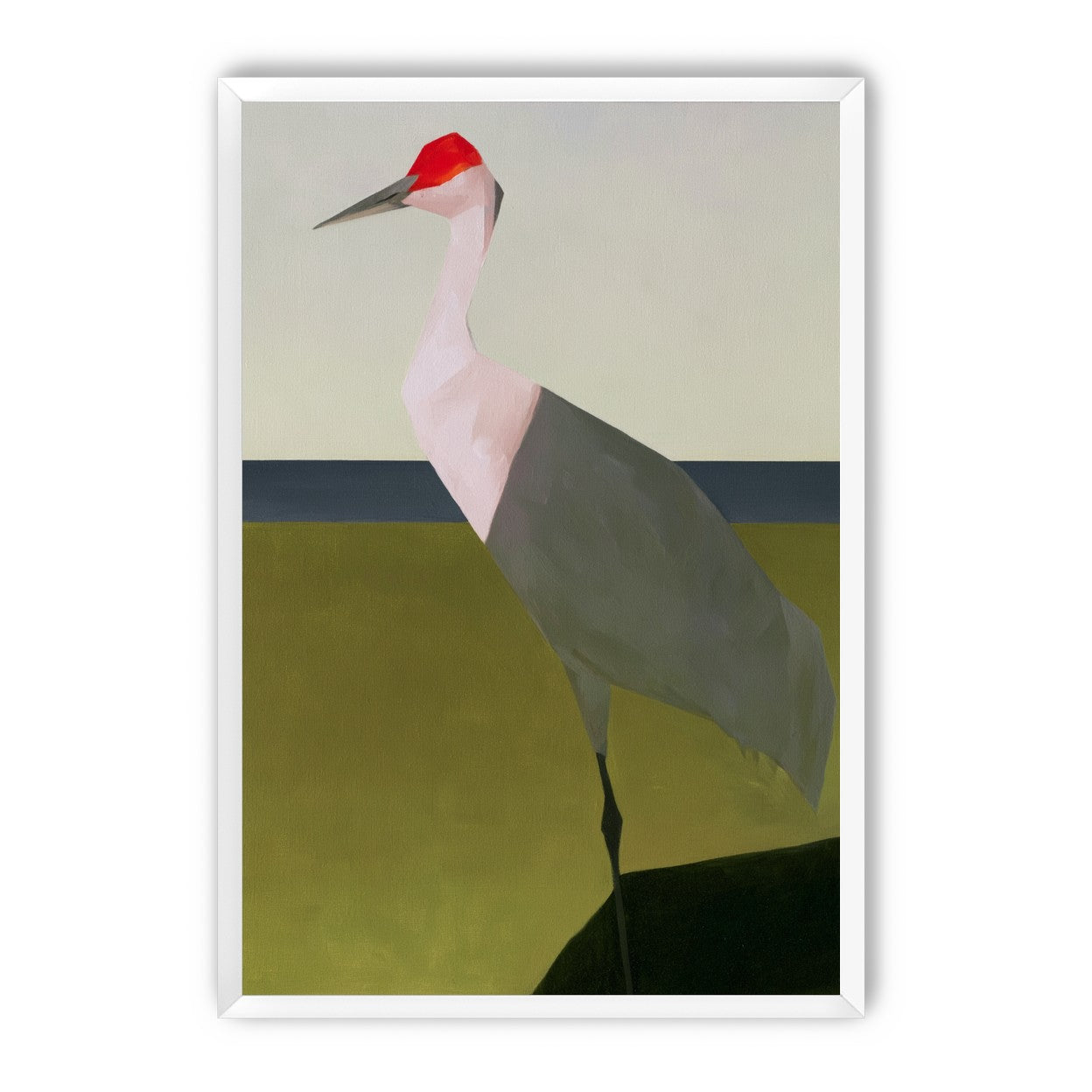 Red crown crane at the shore