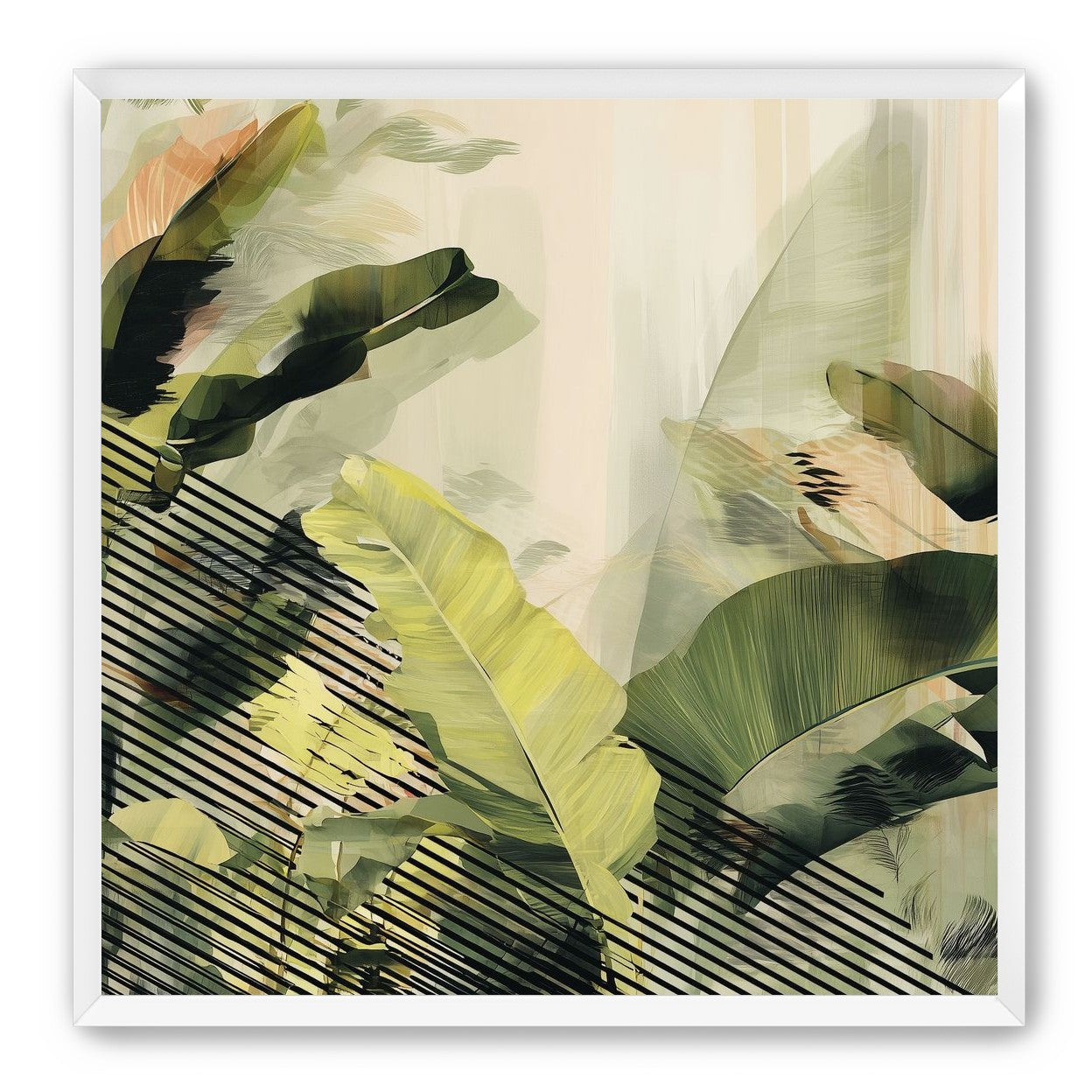 Green leaves over black stripes