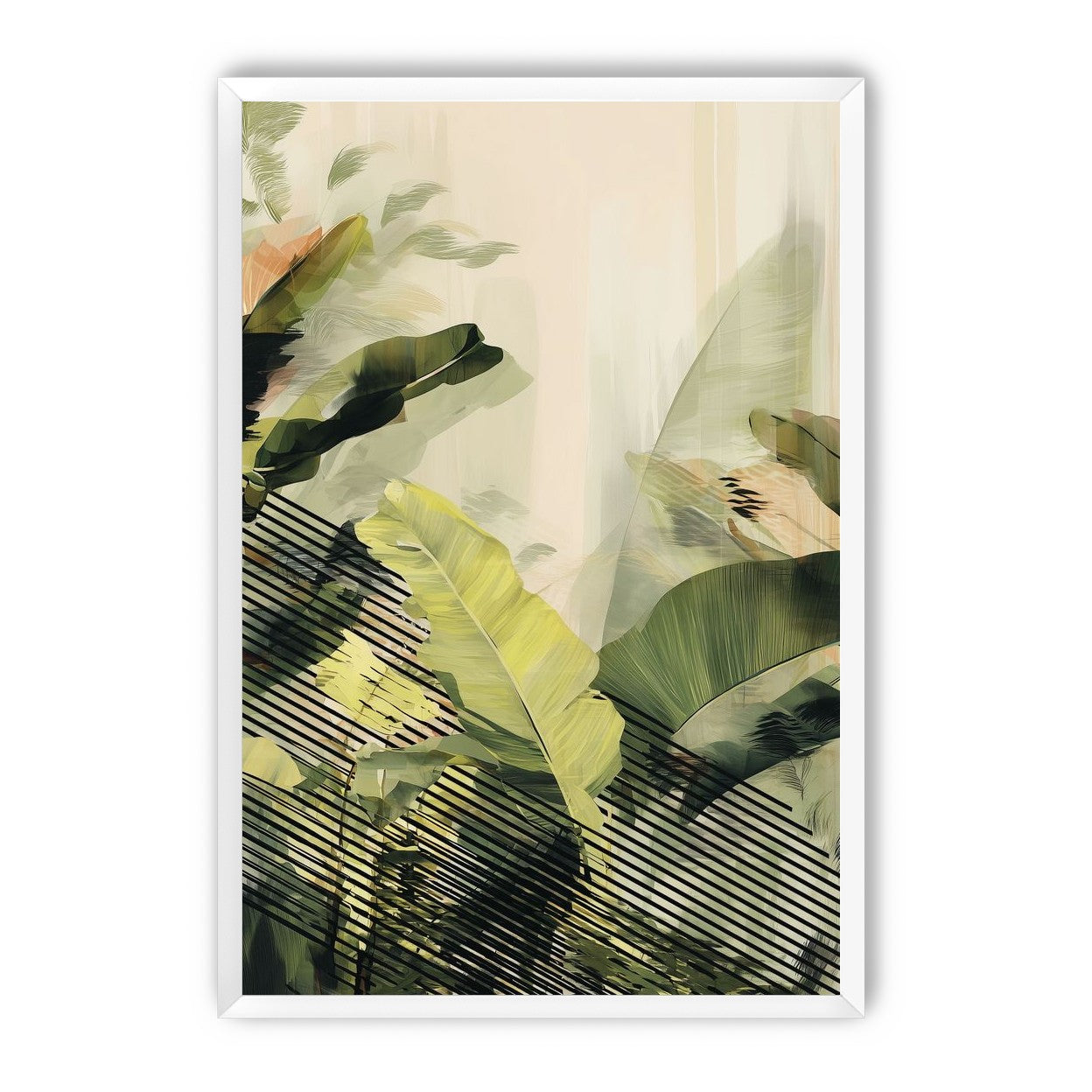 Green leaves over black stripes