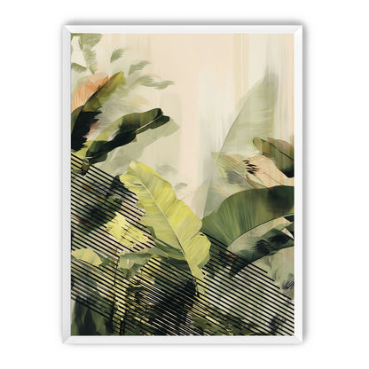 Green leaves over black stripes