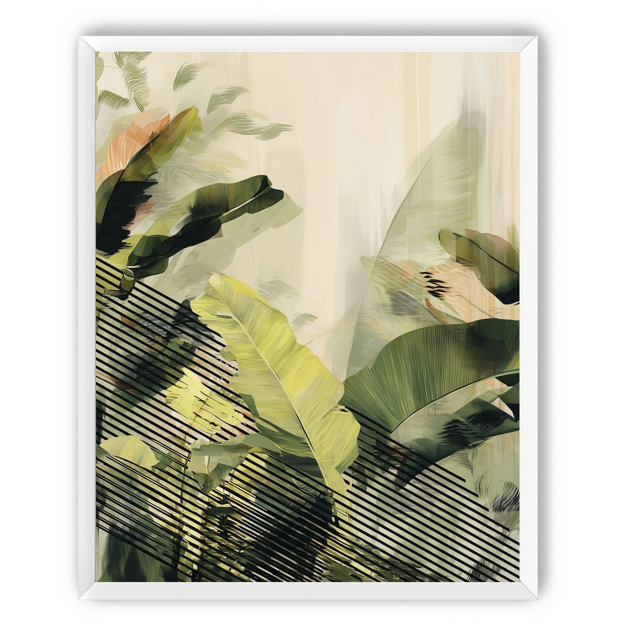 Green leaves over black stripes