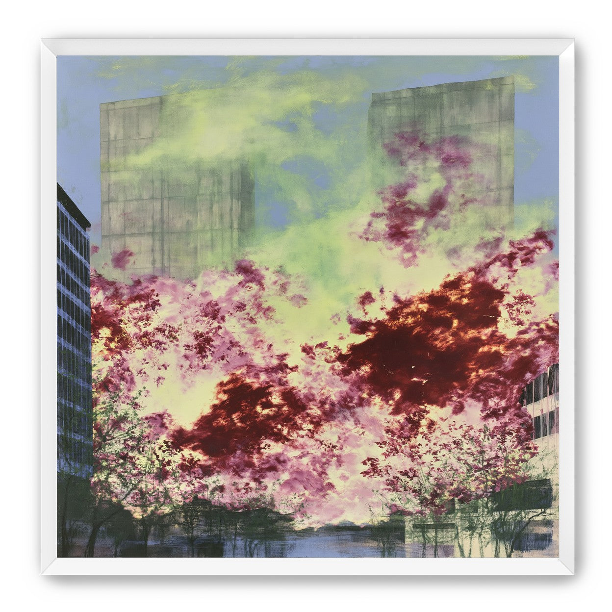 Smoke between the towers