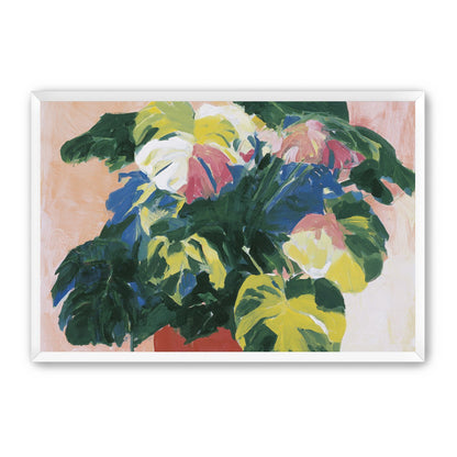 Red pot under heavy leaves
