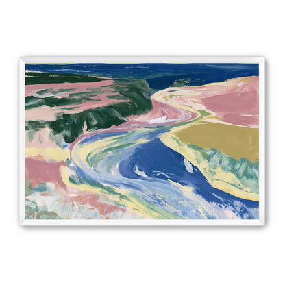 River bend in pink fields