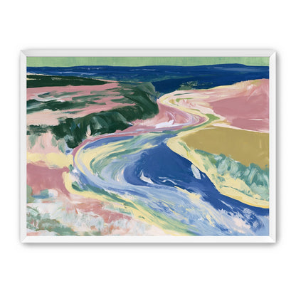 River bend in pink fields