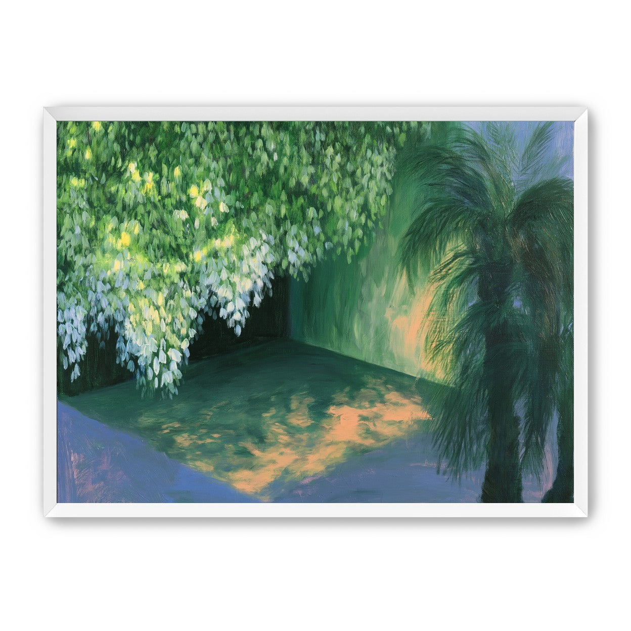 Yellow light on green pond