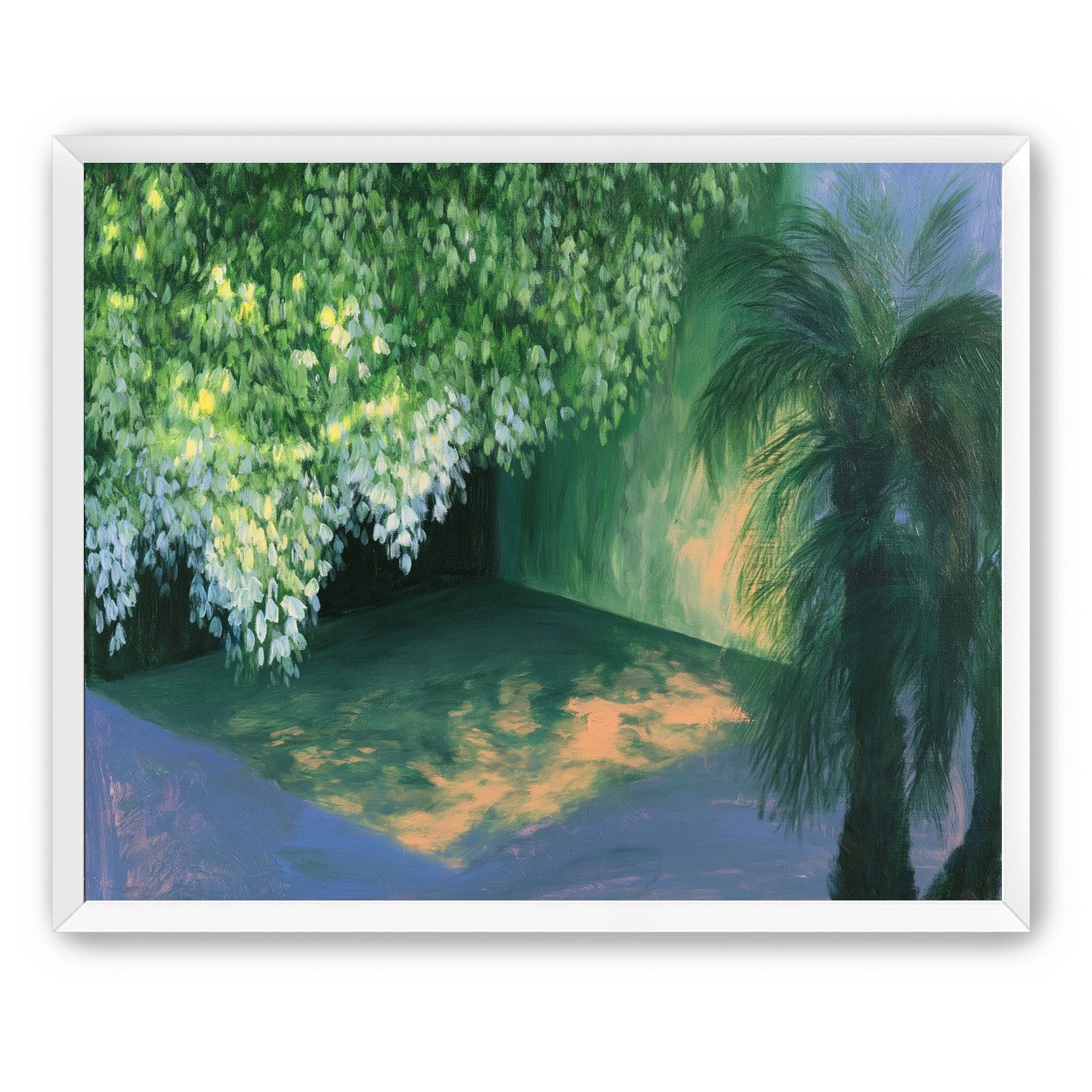 Yellow light on green pond