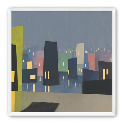 Rain on the lit skyline