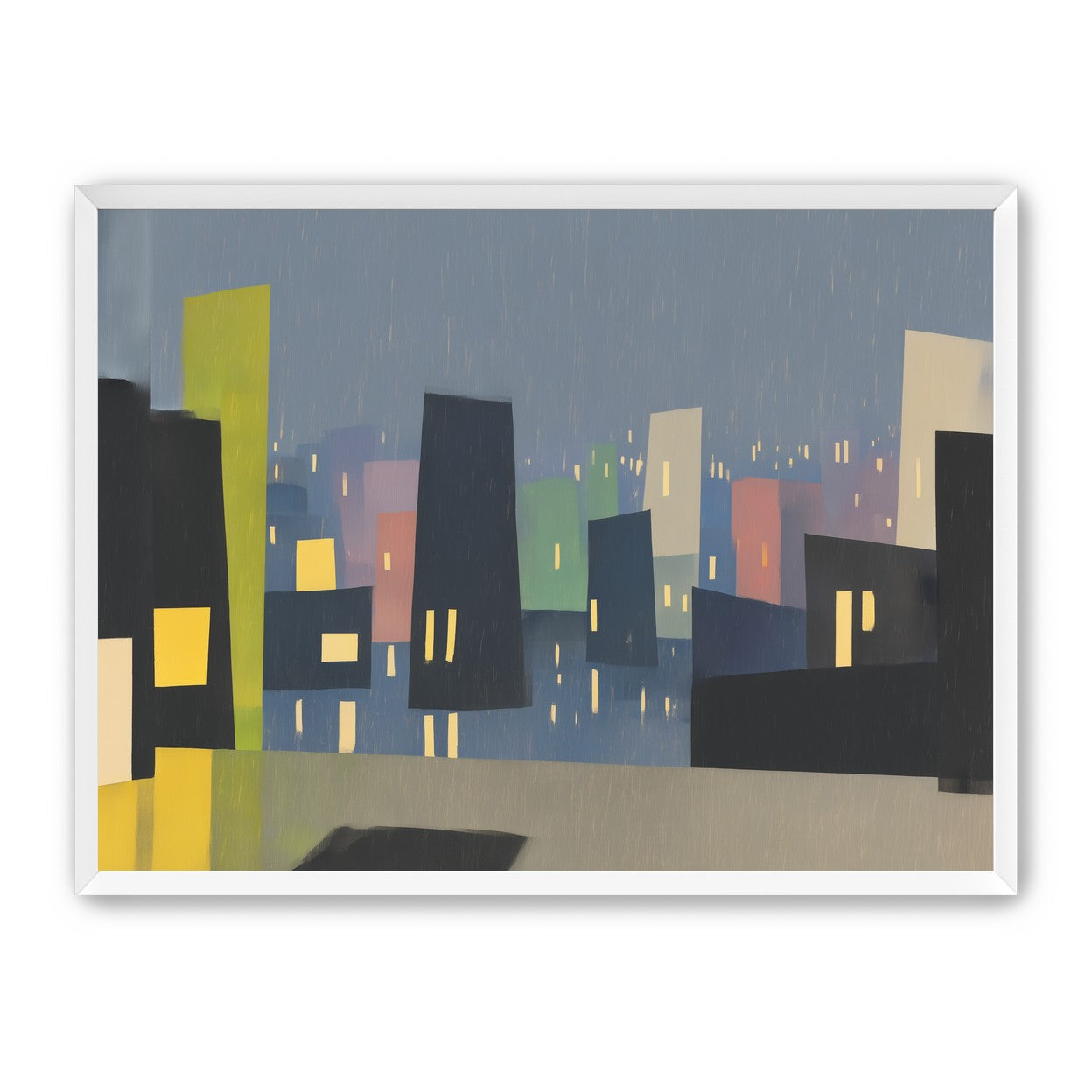 Rain on the lit skyline