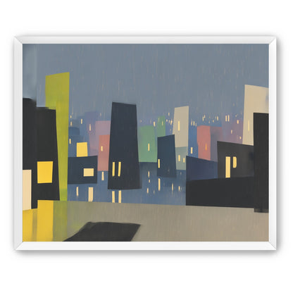 Rain on the lit skyline