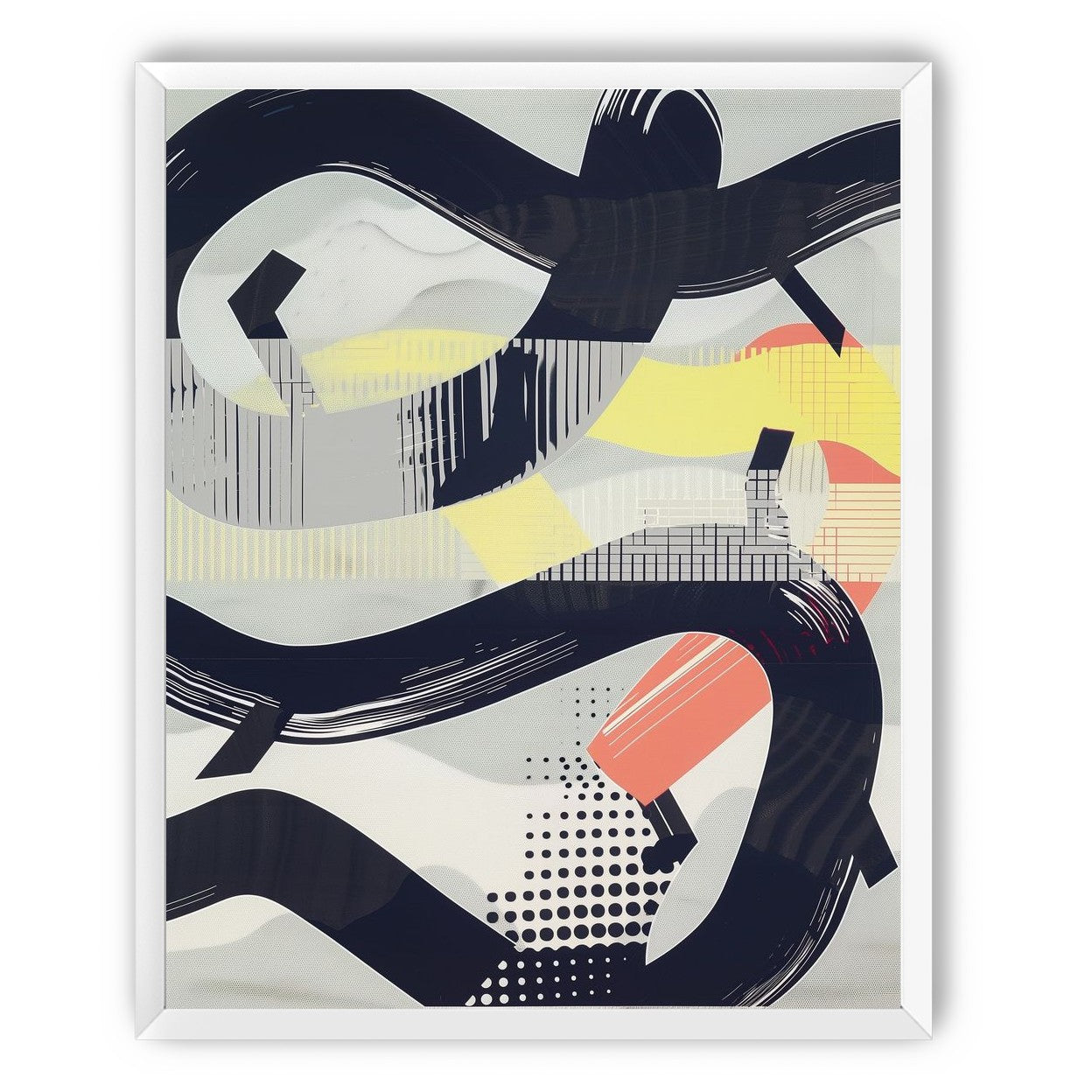 Black loops over yellow blocks